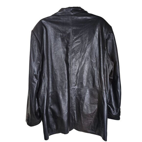 Roundtree & Yorke Black Lambskin Leather Blazer Jacket L Grunge Goth Mob Classic - Picture 2 of 12